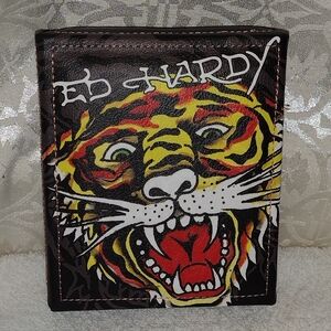 Ed Hardy BIFOLD MEN'S WALLET Ed Hardy TIGER  WALLET WITH DELUXE CASE NEW